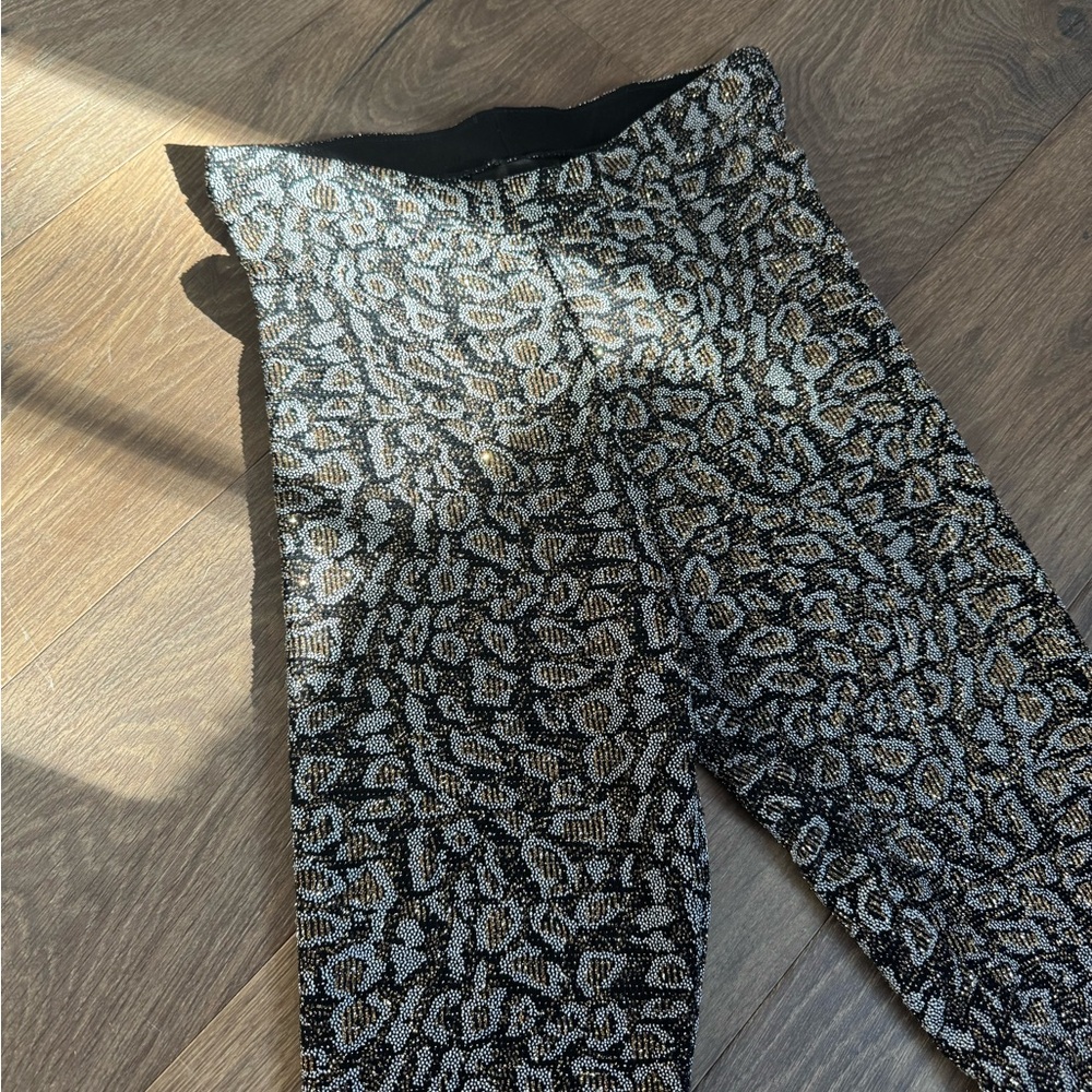 Chic Black and Gold Patterned Pants